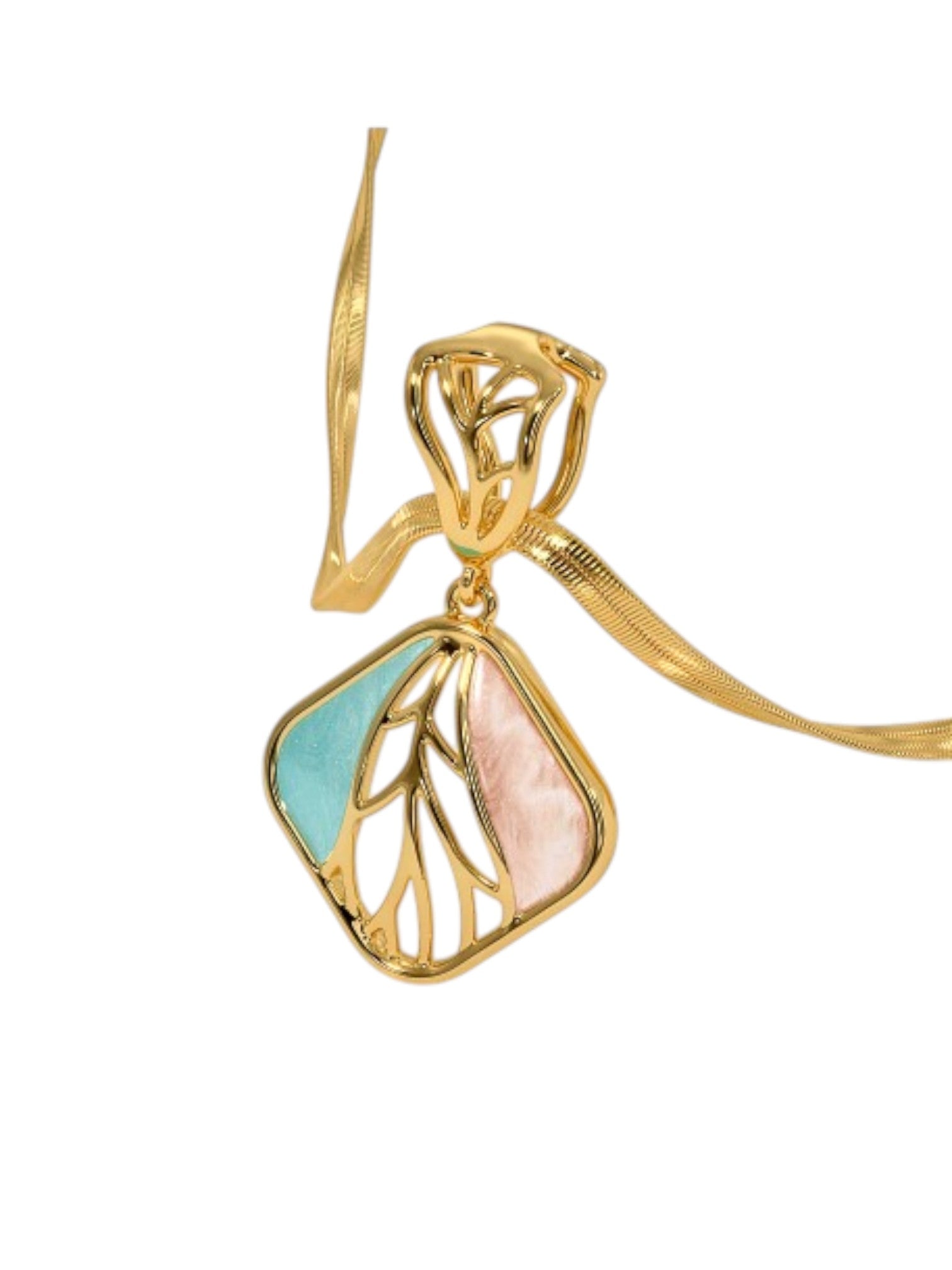 925 Sterling Silver Elegant Design CZ Stones Gold Plated Pendant With Chain For Women By Kesardeep